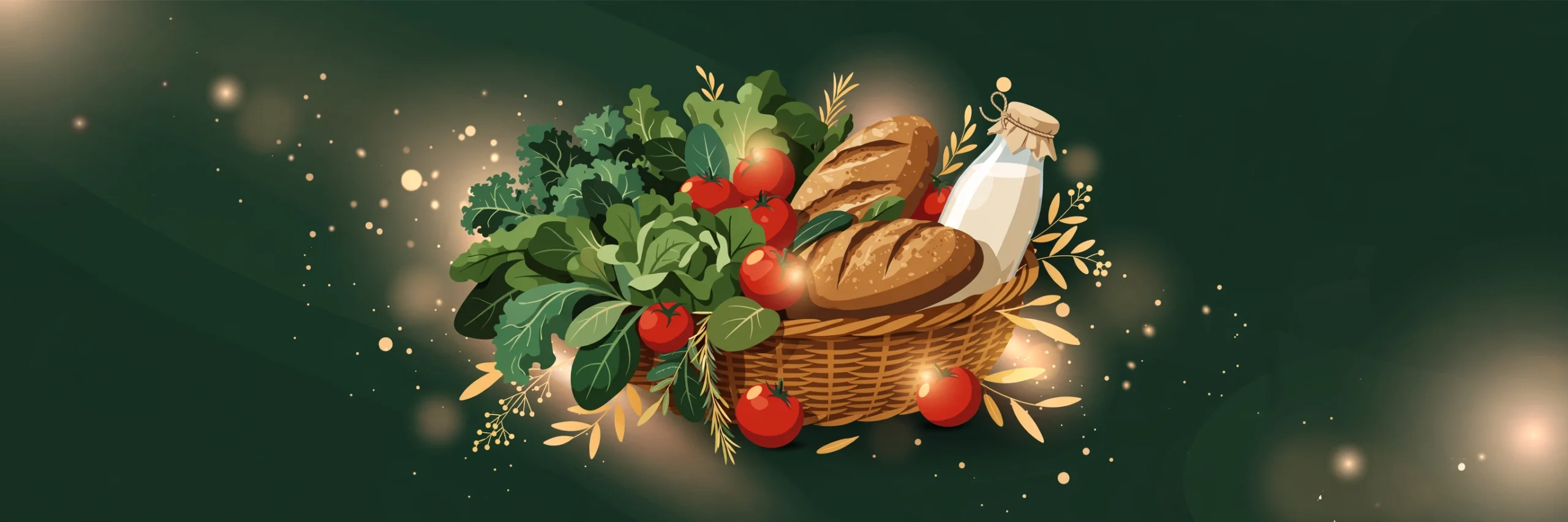 Grocery basket with fresh produce